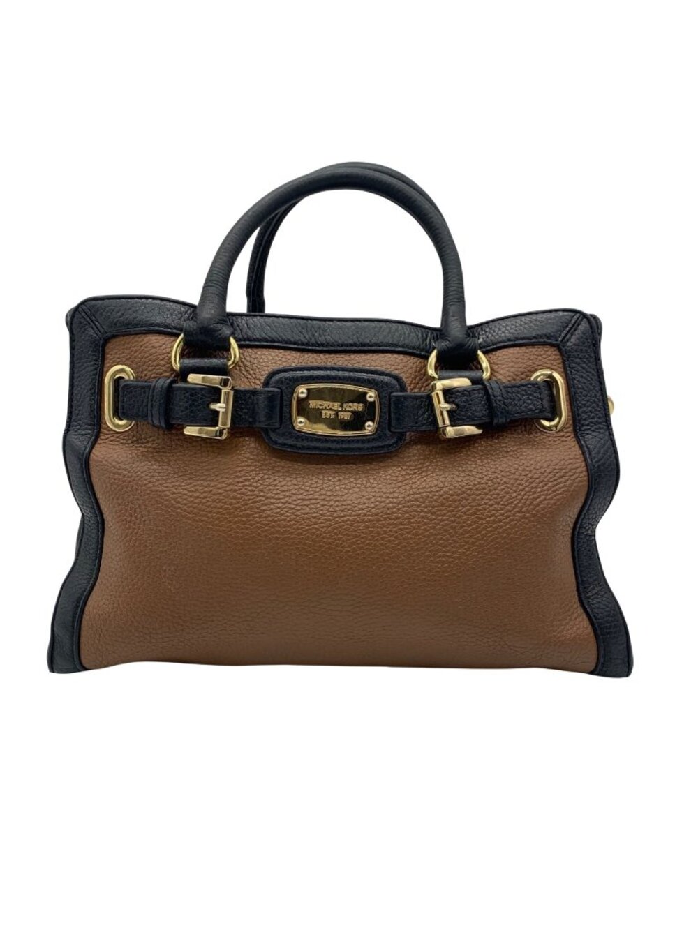 Michael Kors Hamilton Frame Black & Brown Satchel Bag